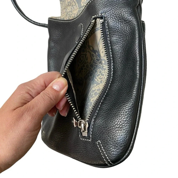 Everyday Black Pebbled Leather Crossbody Bag Small Purse Shoulder Handbag - Picture 8 of 11